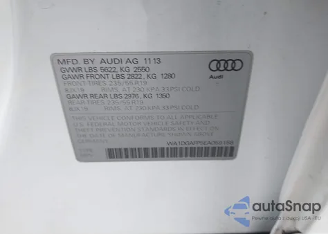 2014 Audi Q5 3.0T Premium Plus из США, поврежденный, VIN WA1DGAFP5EA059158